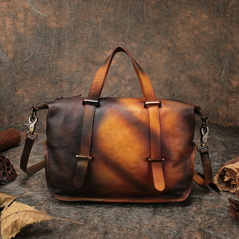 

Top Handle Shoulder Bags Retro Women Handbags Handmade Genuine Leather Messenger Doctor Bag Lady 2019 New Arrival Pillow Handbag