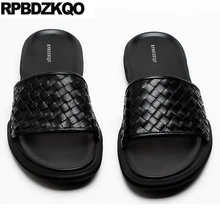 Шлепанцы на тонкой подошве; мягкие шерстяная Повседневная Уличная водонепроницаемая обувь на плоской подошве шлепанцы без задника с открытыми пальцами Водонепроницаемая мужская обувь, сандали кожи; сезон лето; Цвет Черный; модные