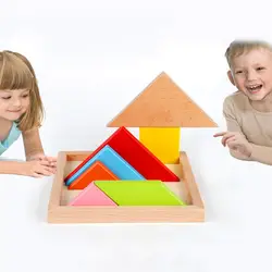 Деревянные головоломки Intellegence развития игры Красочные квадратный Развивающие игрушки для детей NSV775