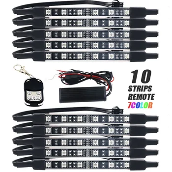 

10pcs 12V DC Universal Motorcycle Car Styling 5050 RGB LED Under Glow Neon Strip Light Kit Remote Control Waterproof