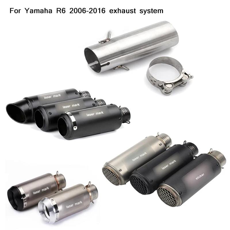 

2006 2007 2008 2009 2010 2011 2012 2013 2014 2015 2016 Motorcycle Middle Pipe And 51mm Exhaust Silencer silp on for Yamaha R6