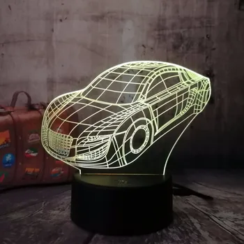 

Amazing New 3D Boy Car Table Desk Lamparade mesa infantil noche USB Touch Led Bedroom Gradient Home Party Decor Illusion Lamp