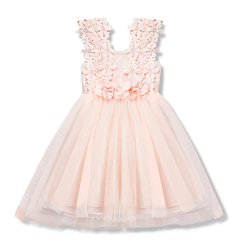

Summer Lace Dresses For Girls Flower Bow Baby Party Holiday Daily Children Princess Dress Costume For Kids Tulle Vestidos 2 6T