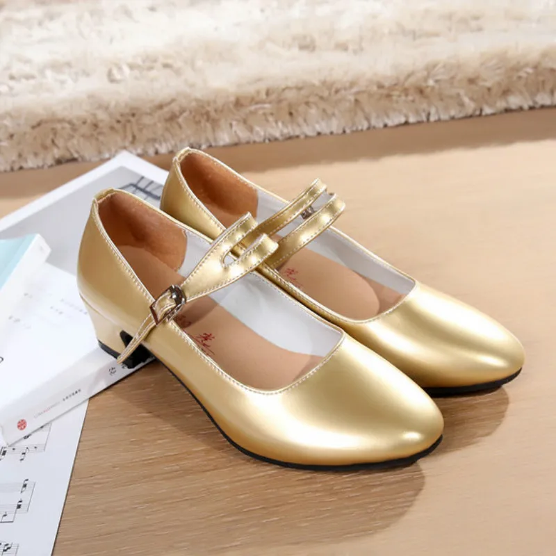 Adult Dancing Shoes New PU Medium-heeled Latin Shoe Ballroom Slip-proof Salsa Latin Tango Barbara Girls High-heeled Shoes