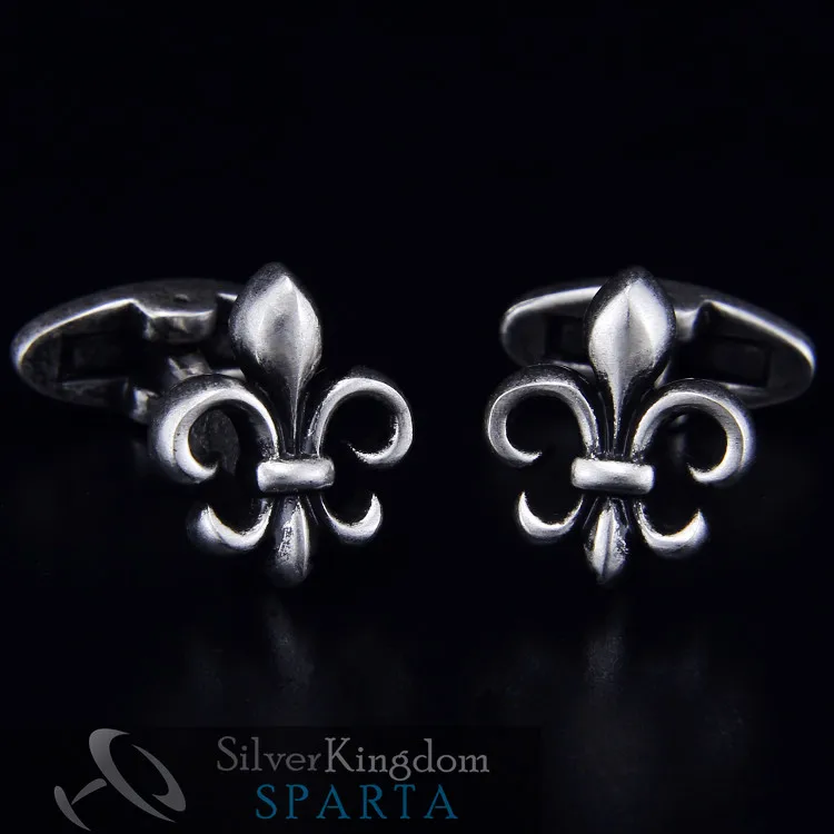 

SPARTA Antic Silver Plated 3D French Royal Emblem cufflinks men's Cuff Links + Free Shipping !!! metal buttons