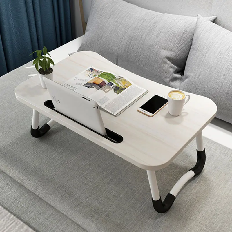 

Bed Small Table Home Folding Student Dormitory Bedroom Learn Table Simple Laptop Table Adjustable Notebook Stand With Card Slot