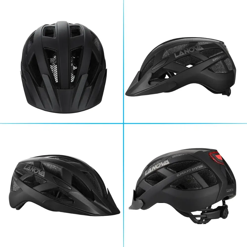 LANOVA велосипедный шлем для мужчин и женщин велосипедный шлем светодиодный фонарь зарядка через USB MTB Спорт на открытом воздухе велосипедный шлем для взрослых ультра легкий