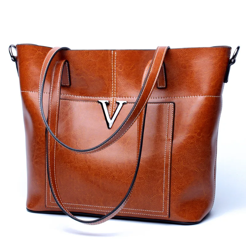 

Women's new leather fashion large-capacity handbag Europe and the United States leather vertical model tote