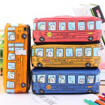 

Creative School Pencil case Pencil Bag Stationery Student gifts Bus Shape pencil box High capacity Storage Bag Escolar Papelaria