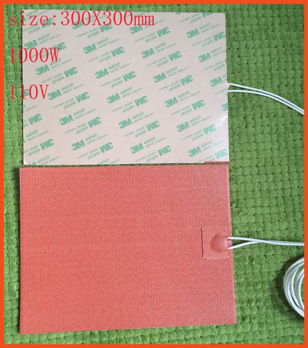 300X300mm1000W 110V Powerful Big Truck Engine Block Oil Pan Flexible Silicone Heater Pad Industrial Heater stampante 3m adhesive
