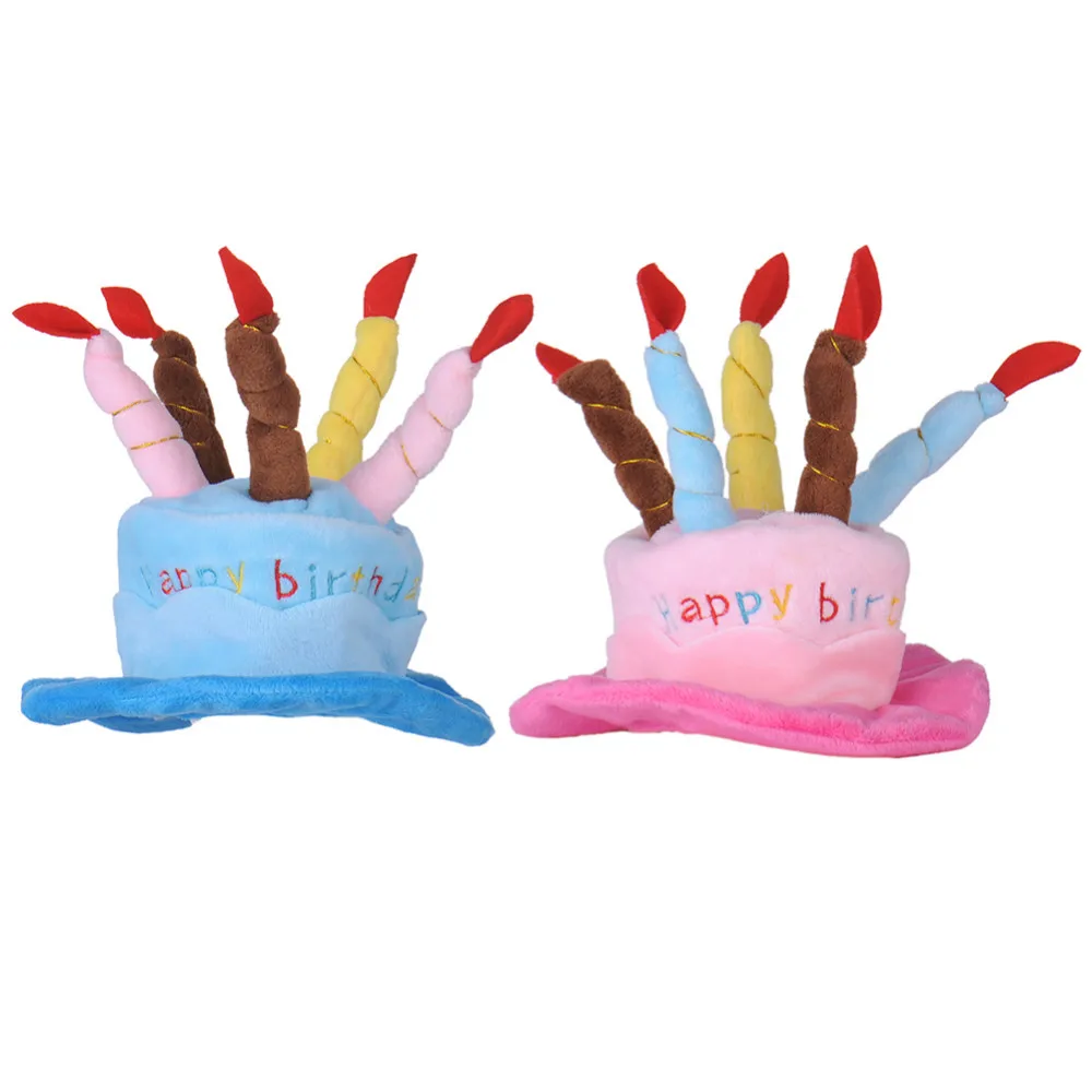 Cute Dog Pet Hat Beanies Hat with Birthday Cake Candles Gift Design Birthday Party Costume Headwear Accessory Pet Cap