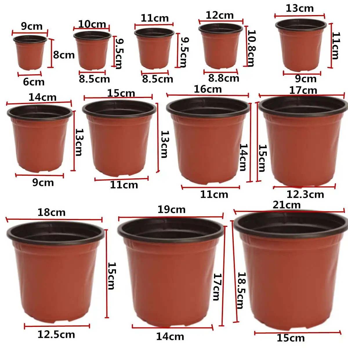 100Pcs/Set Flower Pot Plastic Plant 
