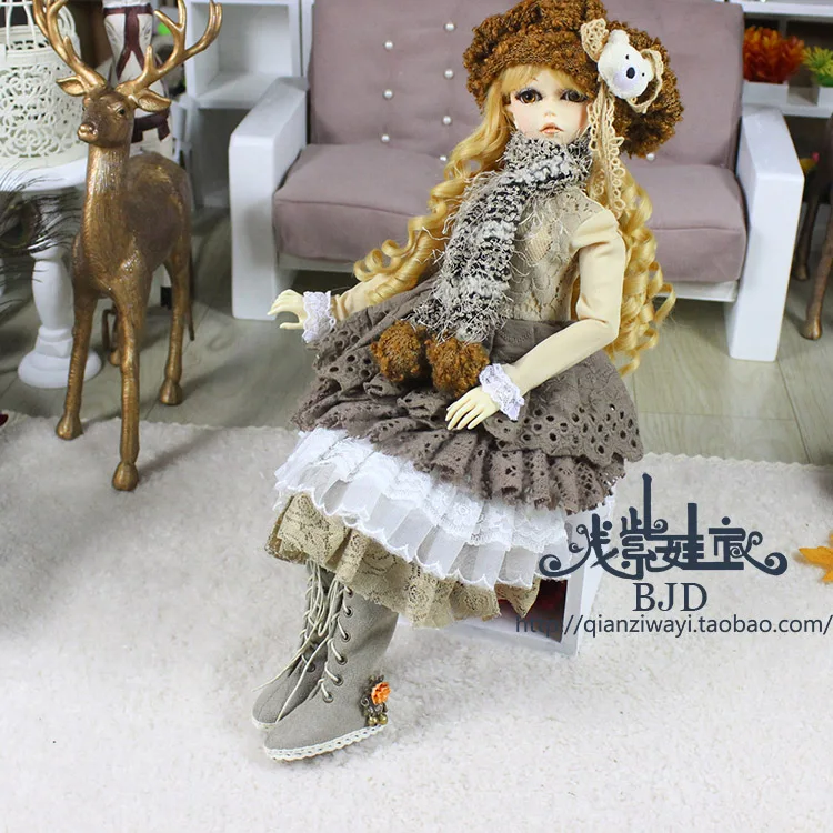 1/4 1/3 шкала BJD платье+ носки+ шапка+ шарф Набор для BJD/SD аксессуары для кукольной одежды, в комплект не входят кукла, обувь, парик и аксессуары 1528