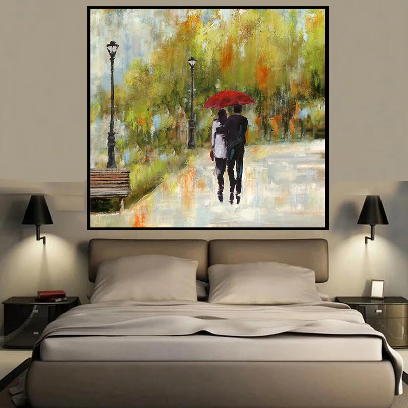 Us 4 58 Newest Abstract Romantic Couples Landscape Style Wall Art Oil Painting Home Decoration Bedroom Living Room Painting Calligraphy In Painting