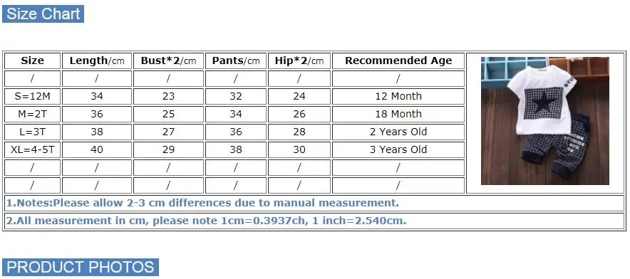 Size Chart For 3 Year Old