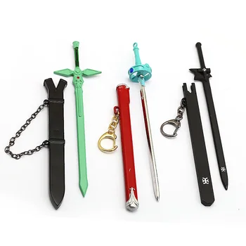 

SAO Sword Art Online Sword Keychain Metal Tung people Asuna Kirito Key Ring Holder Men Personalized Chaveiro Anime Keychain