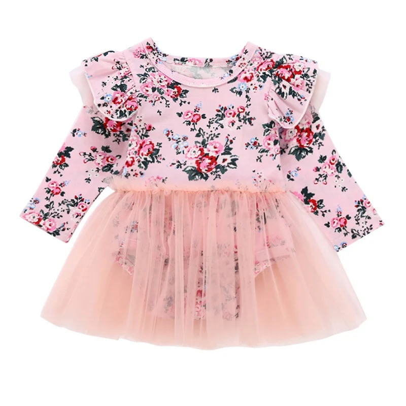 

Cute Lace Newborn Kids Baby Girls Romper Long Sleeve Baby Girls Floral Long Sleeve Romper New