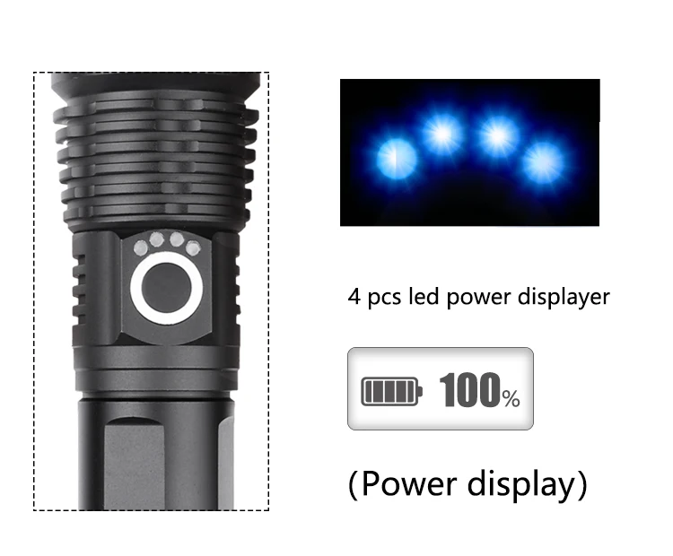 30000 люменов фонарик с зумом USB Перезаряжаемый 18650 или 26650 Аккумулятор для наружного кемпинга мощный светодиодный фонарь 5 режимов яркого освещения