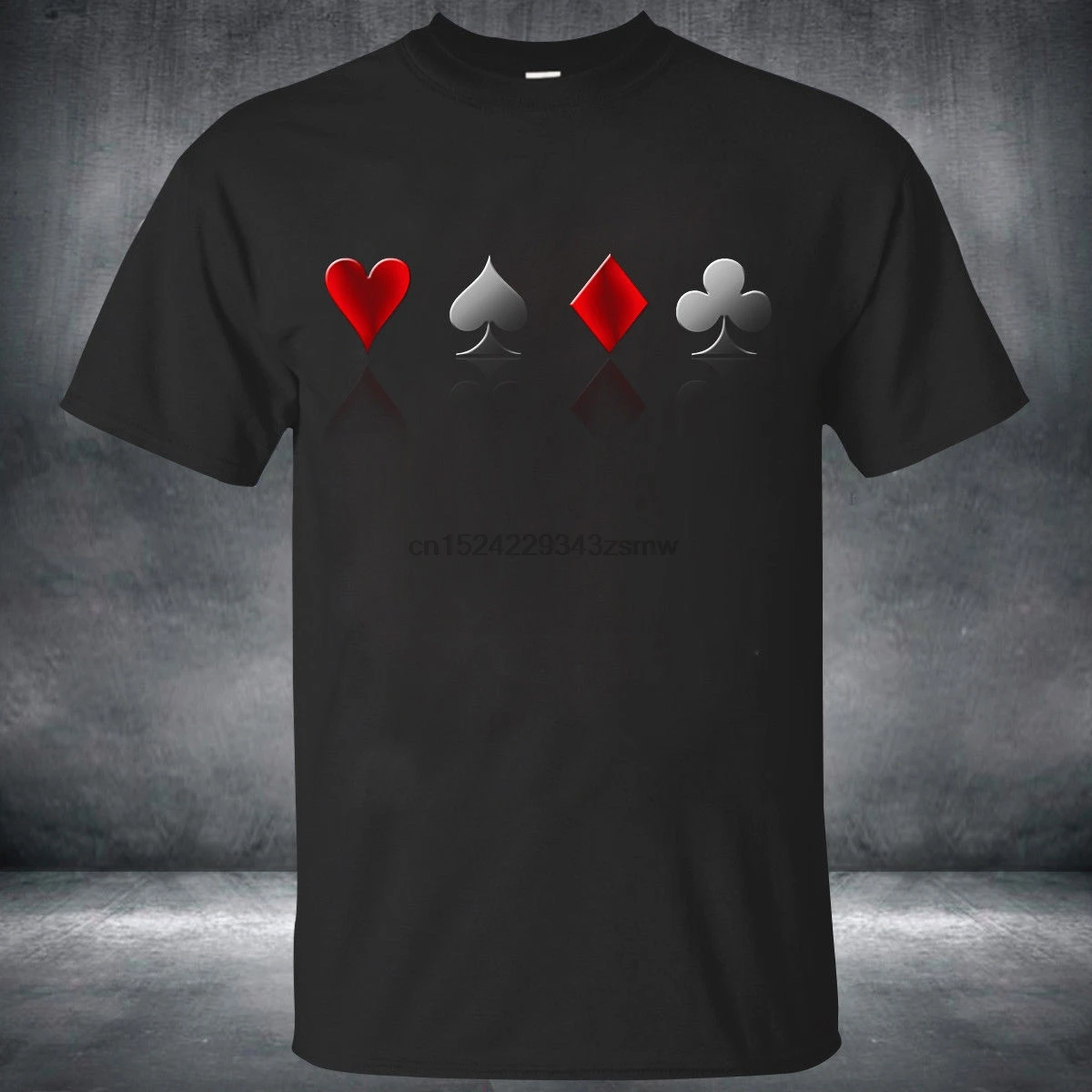 

Hot Selling 100 Cotton Tee Shirts customized Mens T Shirt Short Sleeve Cotton poker cards Casual T-Shirt