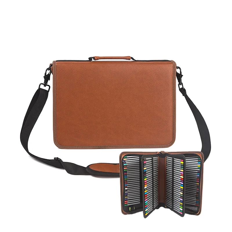 

160 Hole Folding PU Leather School Pencils Case Large Capacity Portable Pencil Bag For Colored Pencil Gel Pen Case Art Supplies