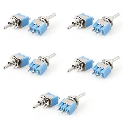 

10 Pieces AC 125V 6A 3 Pins SPDT ON/OFF 2 Positions Toggle Switches