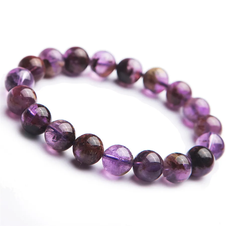 Genuine Natural Purple Phantom Quartz Round Stone Bead Women Healing ...
