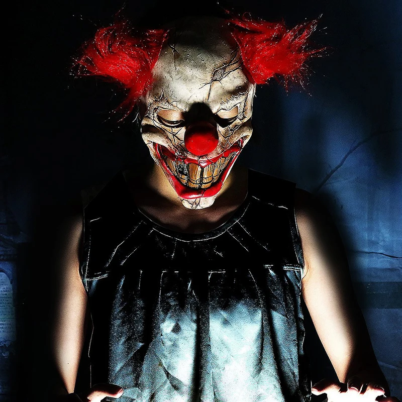 

Halloween Latex Clown Mask With Hair for Adults Horror Halloween Costume Party Props Masks