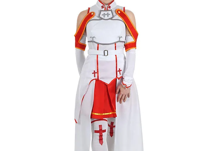 DM COS Anime Sword Art Online Asuna Yuuki Dress Cosplay Costume Uniform Halloween SAO Asuna Battle Suit Set with Wig Hot sale