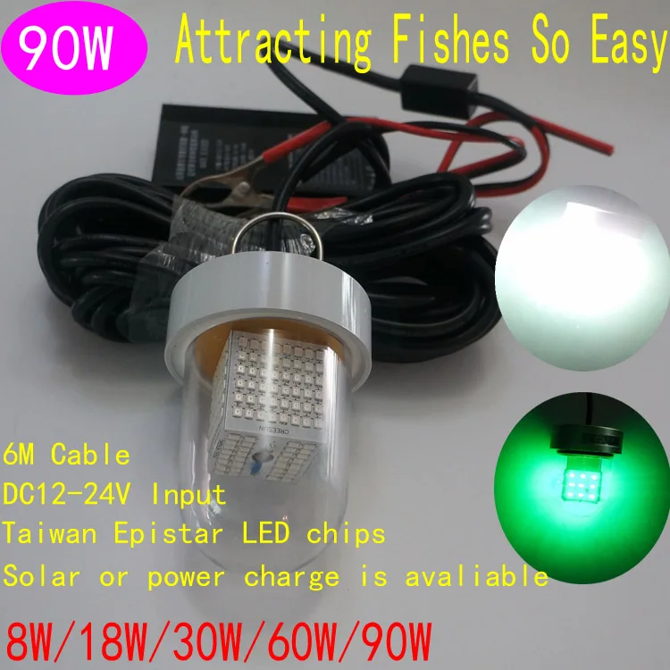 New Arrival SOLAR LED Fishing Lights 90w Green White Underwater Solar Rechargeable Fishing LED