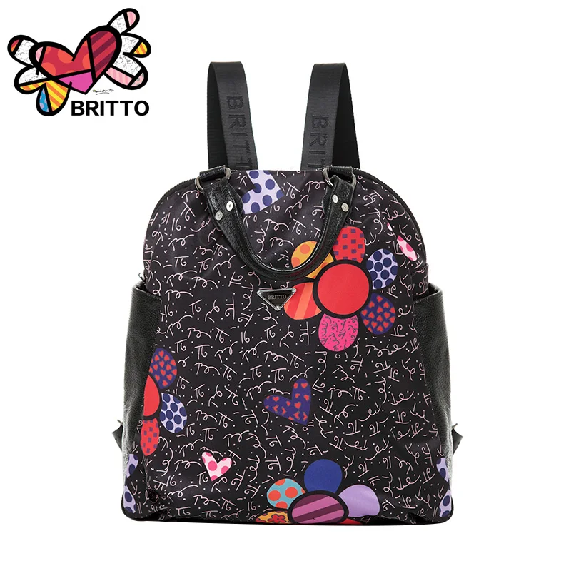 Free shipping 2016 Purchase BRITTO genuinu leather Cartoon Graffiti font b Backpack b font Leisure font