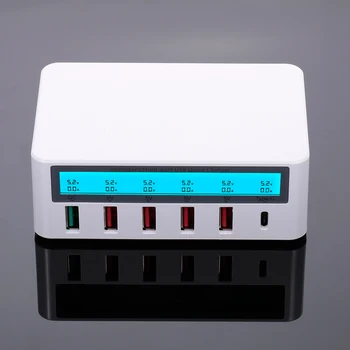 

QC3.0 6 Ports LCD USB Charging Dock Fast Charging Universal Compatibility Charging Station for Family and Office Use