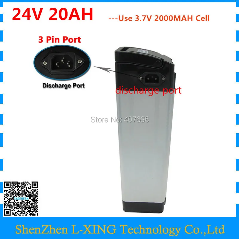 

24v 20ah lithium battery 24 V 20AH e-bike battery 24V 7S 18650 silver fish battery pack 30A BMS with 29.4V 3A Charger
