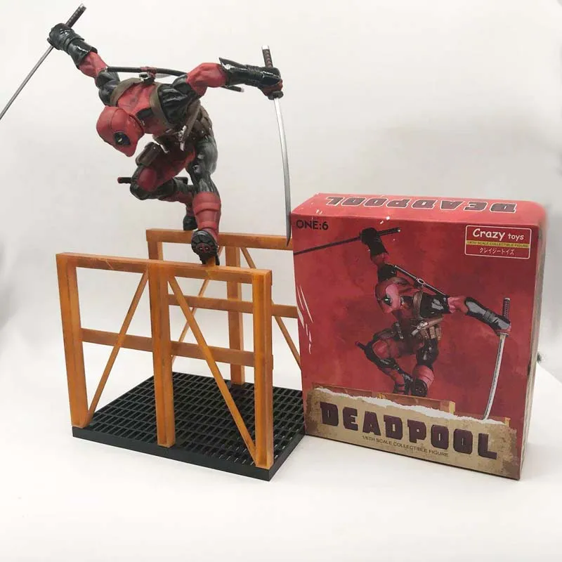 1:6 Сумасшедшие игрушки Marvel Дэдпул 12 &quotУэйд Уилсон прыжок шурдл ПВХ Аниме Фигурка