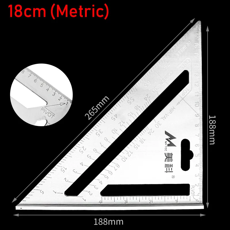 7/12 дюймовый скоростной квадратный раскладной инструмент, алюминиевый треугольник линейка плотник обрамление измерительный инструмент - Цвет: 18cm (Metric)