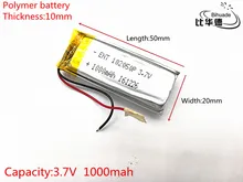 Free shipping 1pcs/lot 1000 mah lithium-ion polymer battery 3.7 V 102050 KTV household wired amplifier audio
