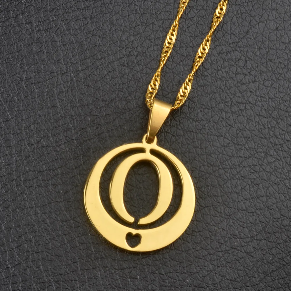 

Gold Color Heart Letter o Stainless Steel Pendant Necklaces Alfabet Initial Necklace for Women Jewelry Gifts #J0244