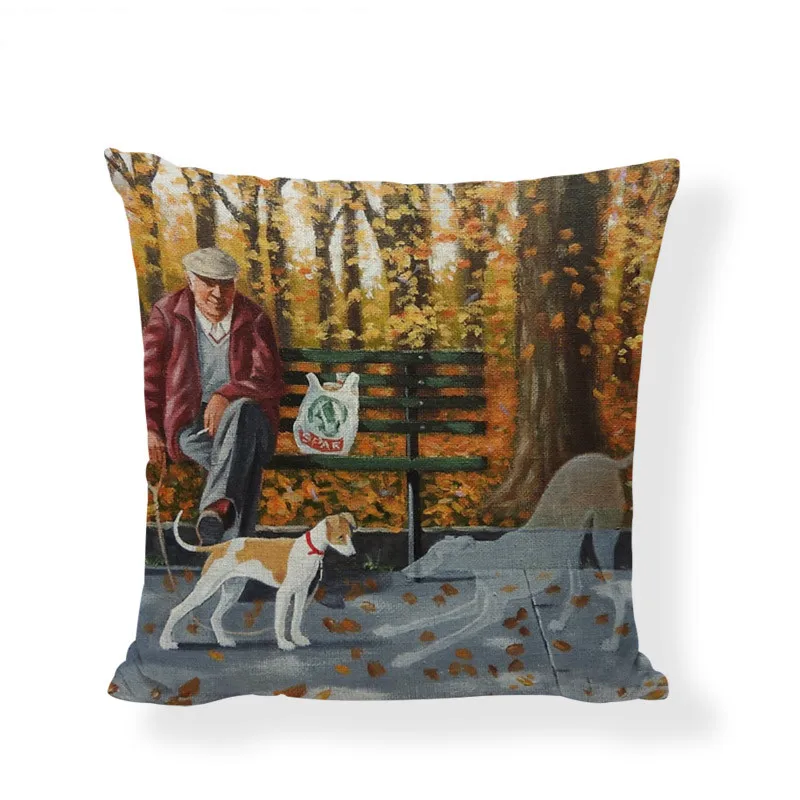 Комбинированная подушка для пожилых людей и щенков, милая собака добермана, теплый снег, деревенский простой красочный классический стиль, украшение для дома