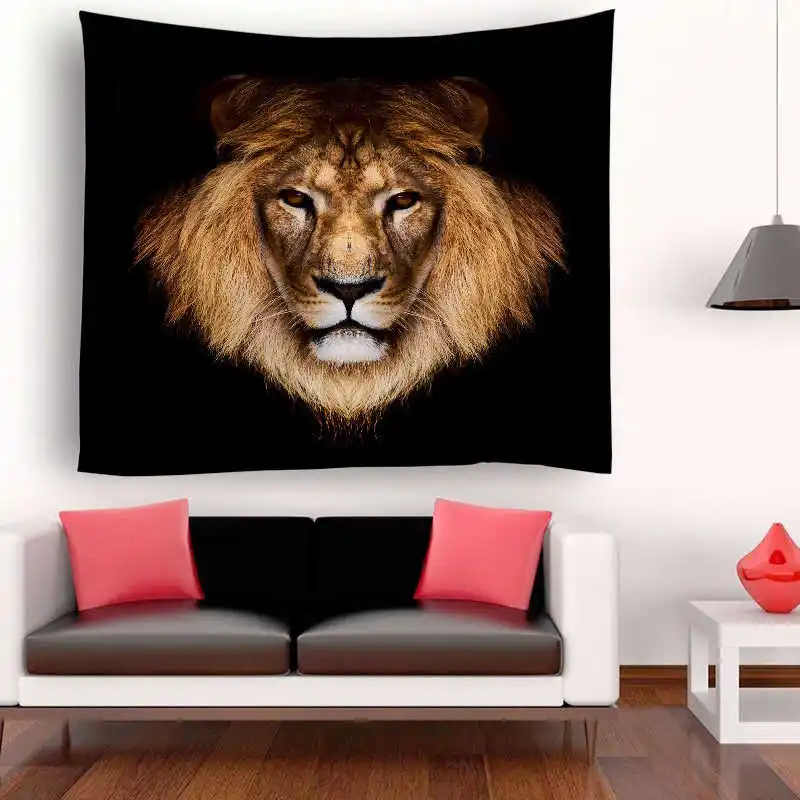 Saat African Animals Printed Tapestry Lions Tapestry Wall Hanging Beach Picnic Yoga Rug Living Room Decor Tapices Para La Pared