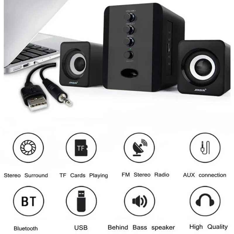 Колонка для ПК. Сабвуфер. Подключение через USB или Bluetooth. Для нутбука компьютера