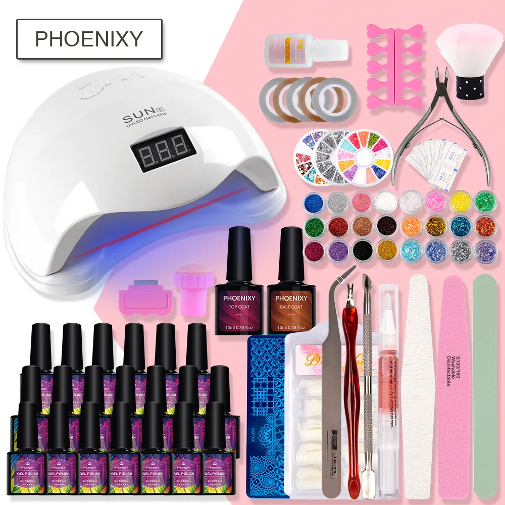 

Pedicure Kit 20PCS Nail Polish 48W LED Dryer Lamp Semi Permanant Manicure Pedicure Tools For Manicure Lacgure Varnish Nail Kit