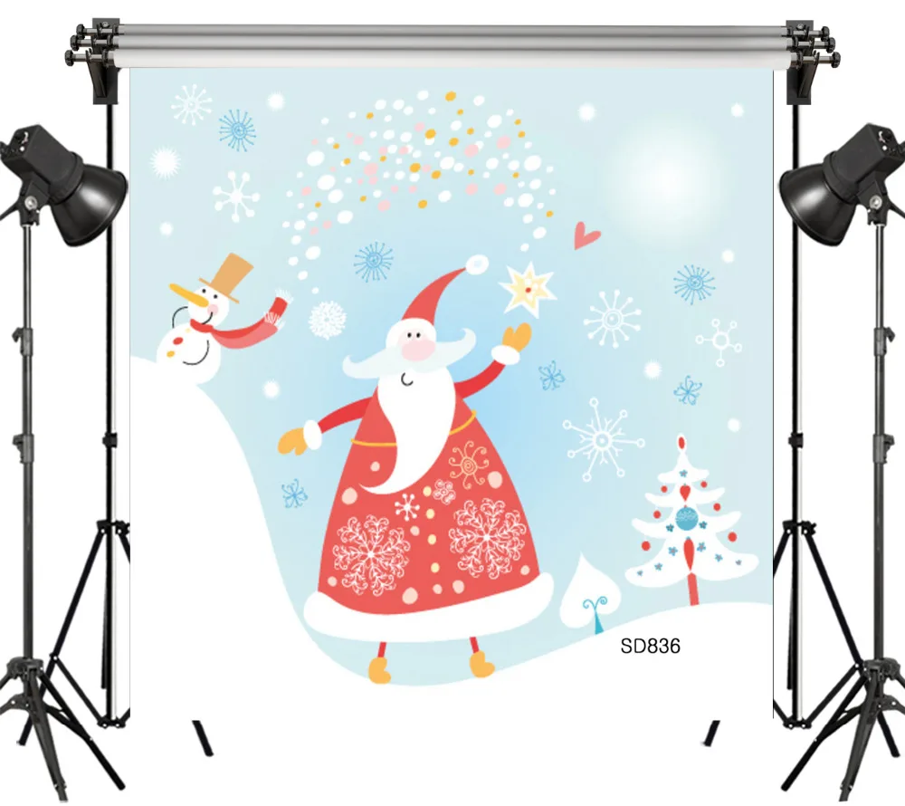

LB Vinyl Cute Cartoon Christmas Tree Santa Claus Snowman 6X6FT Studio Backdrop Photography Photo Props Photographic Background