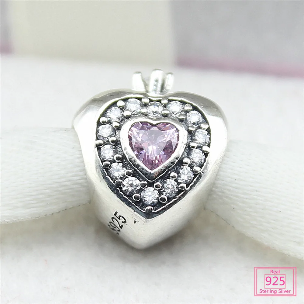 100% 925 Sterling Pink crown Charm beads with Crystal Fit Original Pan Bracelet Pendants For Women DIY Jewelry PS017 | Украшения и