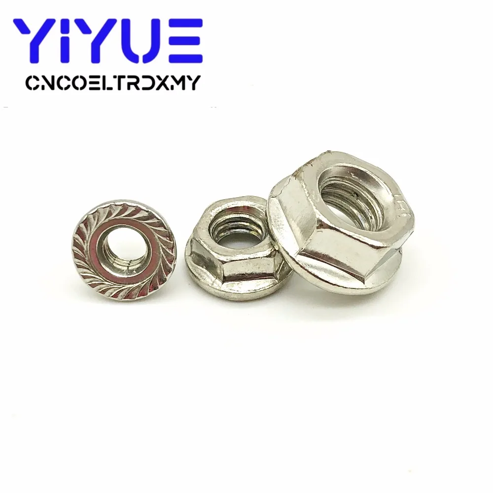20pcslot Metric thread M5 M6 M8 304 Stainless Steel Hex Flange Nuts Pinking Slip Locking Lock Nut (3)