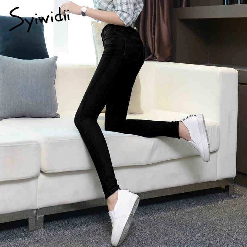 Women jeans Plus Size High Waist Stretch Washed Skinny Jeans Woman Denim Pants 2019 Pencil Light Blue Gray Black hot sale