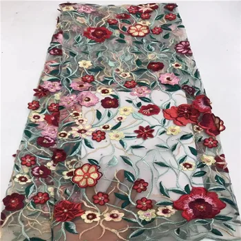 

good looking 3d flower embroidery tulle fabric fashion african net lace fabric with sequins (ZX-12-18-275