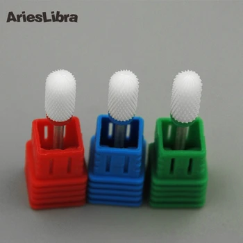 

AriesLibra 5PCS Cylinder Nail Drill Bit Round Head Electric Nail File Ceramic Cutter for Electric Drill Machine Accessory Tool