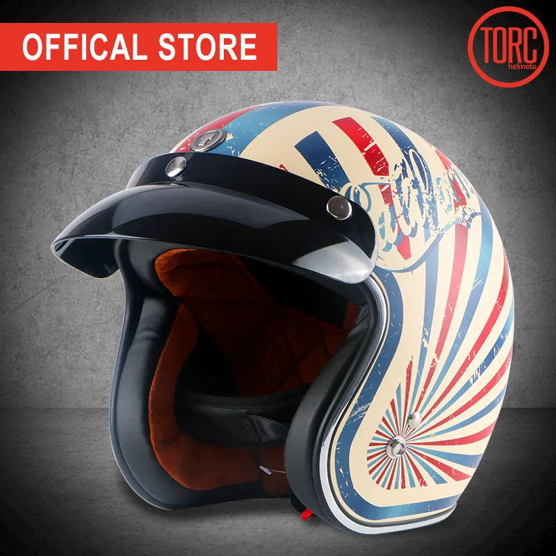 Buy TORC brandcasco moto Classic Open face helmet Vintage jet helmet Retro
