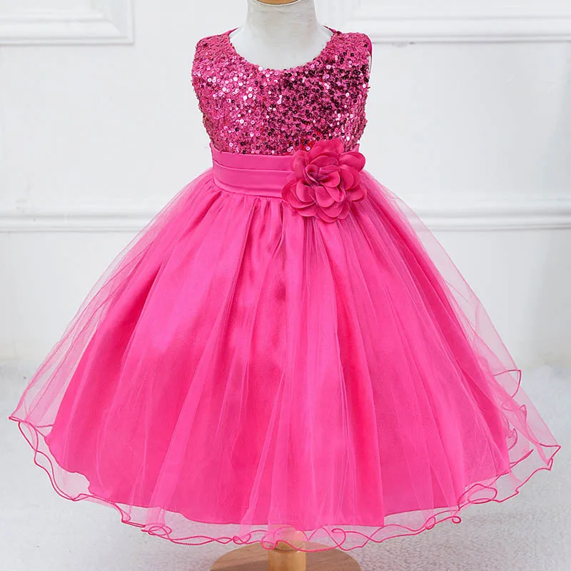 Платья с цветочным рисунком для девочек, летняя детская одежда, свадебное платье принцессы, платье без рукавов, балетная пачка, одежда для маленьких девочек - Цвет: Розово-красный