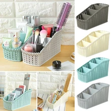 Kunststoff Make-Up Organizer Box Kosmetik Lagerung Container Nachahmung Rattan Körbe Desktop Kleinigkeiten Make-Up Boxe Für Badezimmer 7(China)