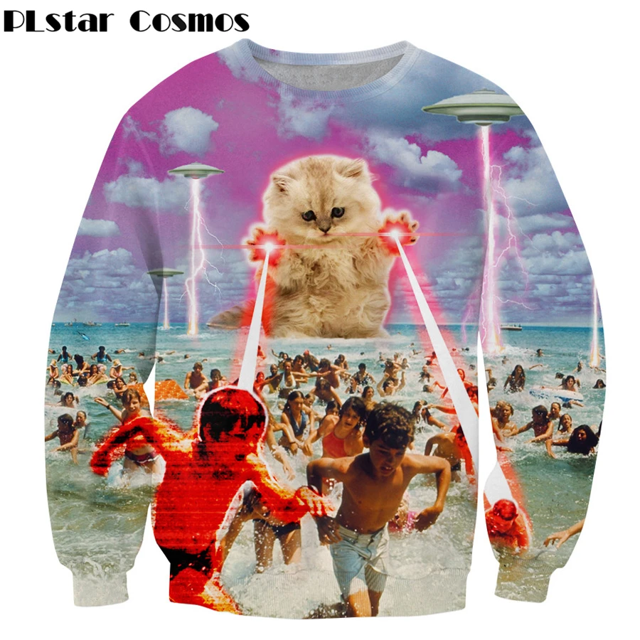  hot sell for men women brand clothing outwear Kitten laser Cats 3D print Sweatshirt lightning beach